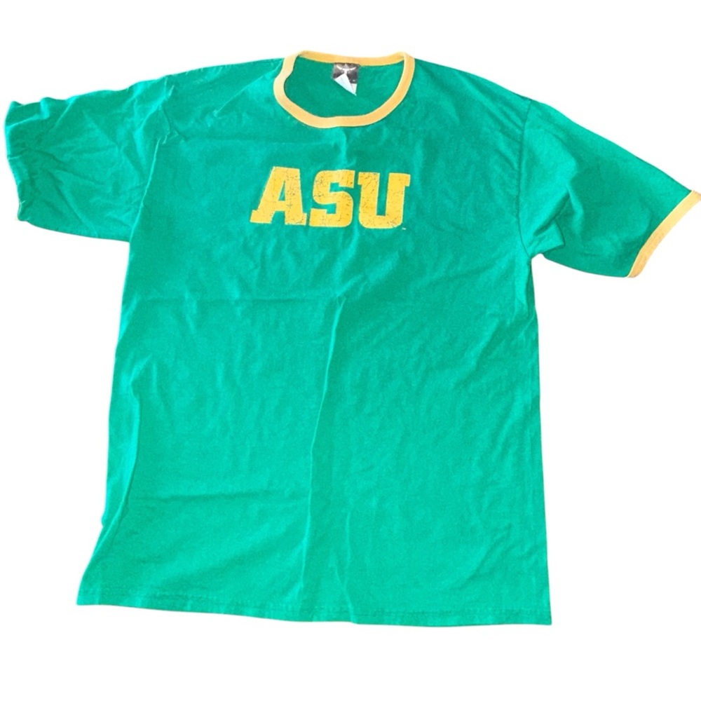 VTG ASU Green And Yellow Hanes Beefy  T Shirt Size Medium 100-% Cotton